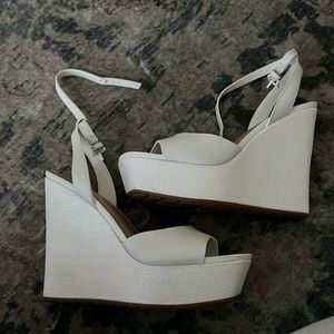 Worn once white, Aldo wedges women’s size 7